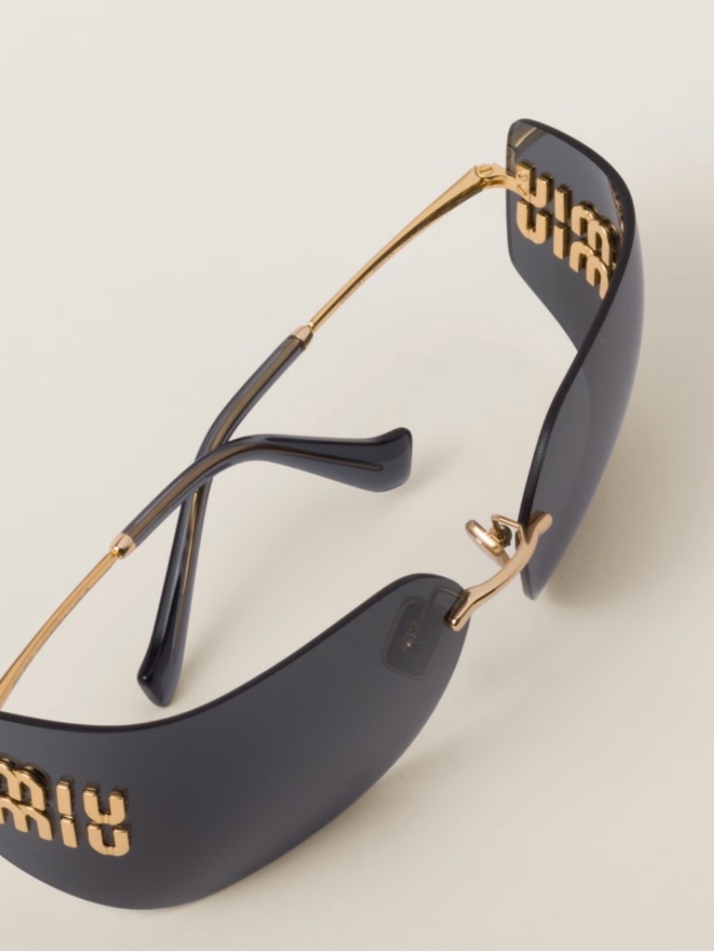 Miu Miu Black and Gold Shield Sunglasses (No Box)
